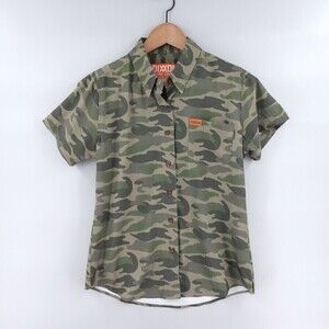 DIXXON Freebird Shirt Mens Small Green Camo Button-Up Party Versatile Comfort